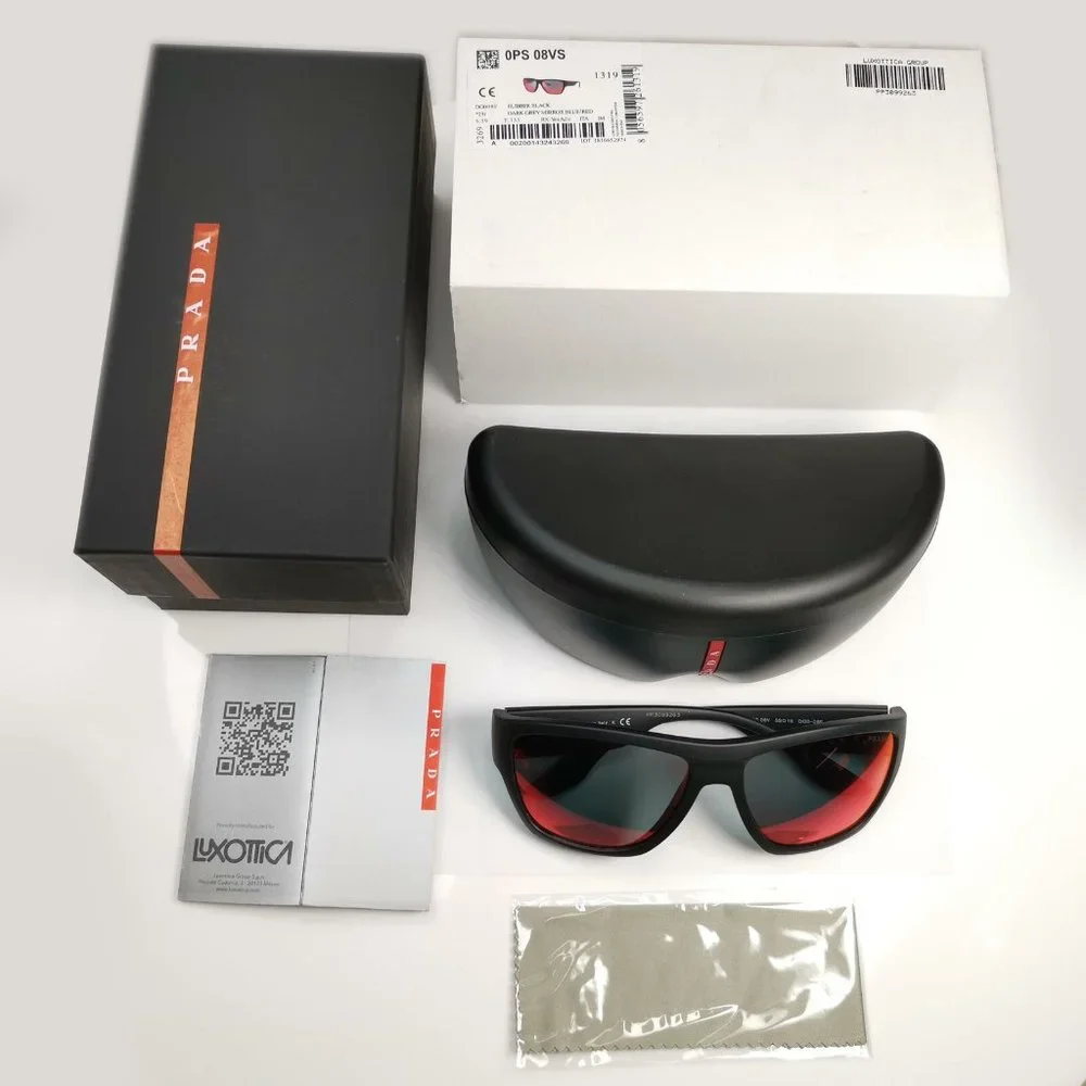 Men's Prada Blue Red Mirror Square Sunglasses